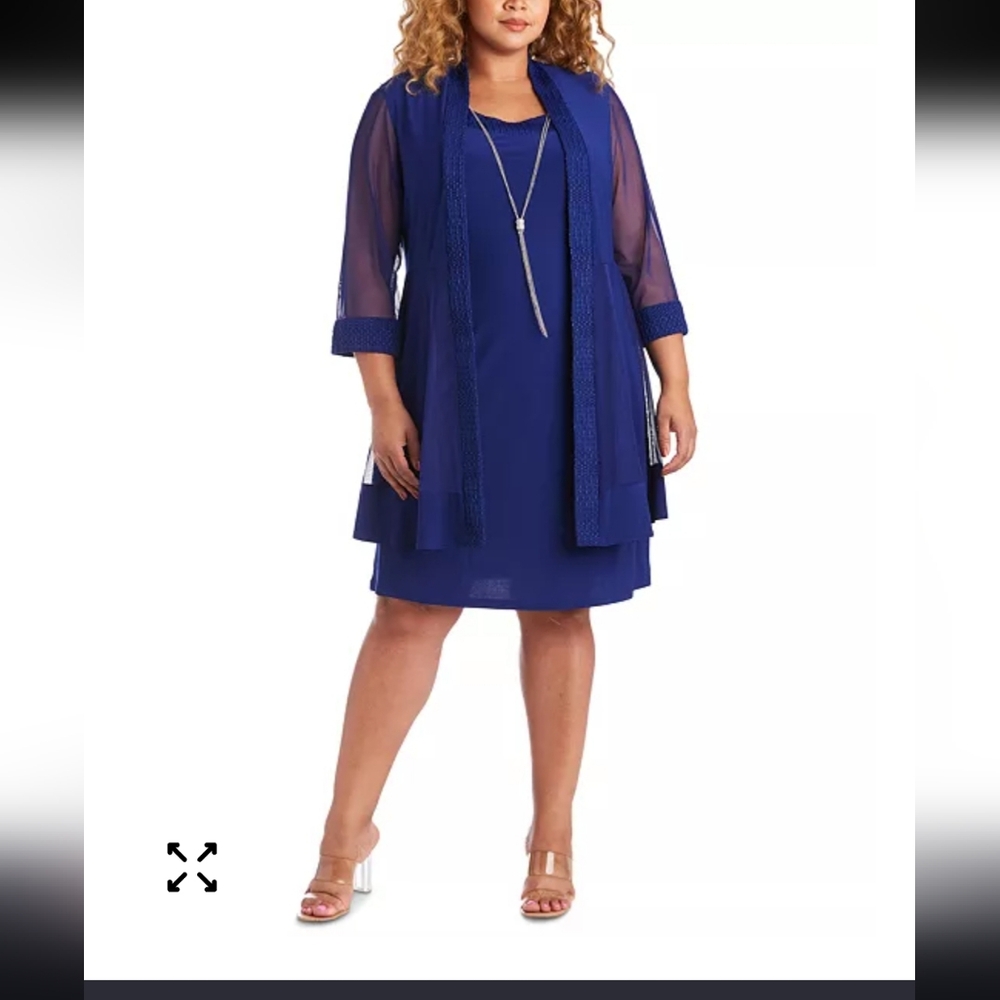 R&M Richards Royal Blue Long Sleeve Dress